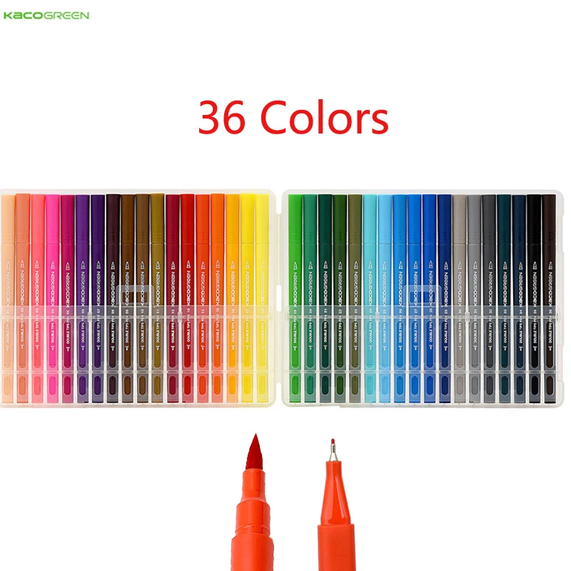 

Youpin 36Pcs/Lot KACO ARTIST 36 Colors Double Tip Watercolor Pens Painting Graffiti Art Markers Drawing Set Safe Children Gift