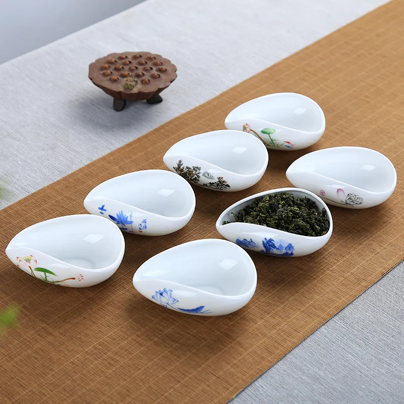 WHYOU-Ceramic Tea Holder Set, Tea Spoon, Kung Fu Tea Set, Spare Accessories, Business High-Quality Porcelain Gift, Tableware