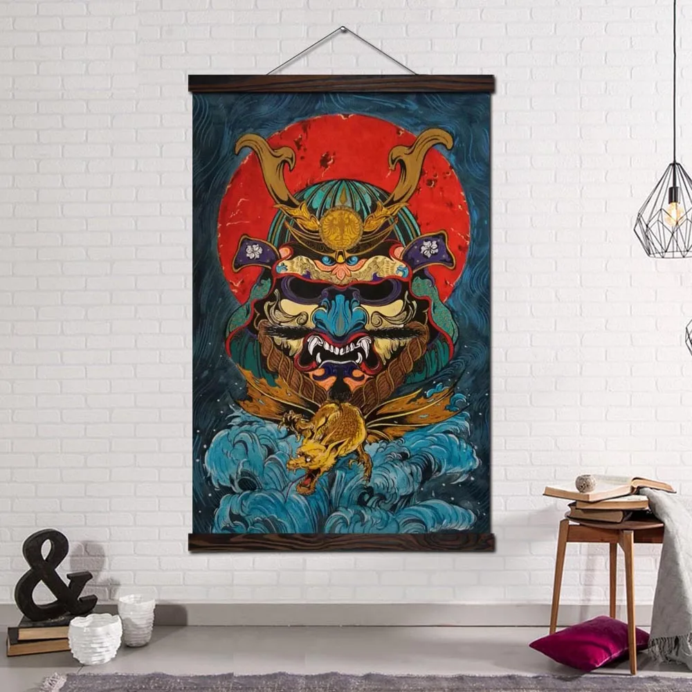 

Modern Wall Art Decor Posters and Prints Scroll Canvas Painting Decorative Pictures for Living Room Traditional Japan Samurai