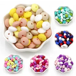 BOBO.BOX 30pcs Silicone Lentils Beads 12mm Baby Abacus Teething Bead BPA Free DIY Newborn Oral Care Pacifier Chain Teether Pearl