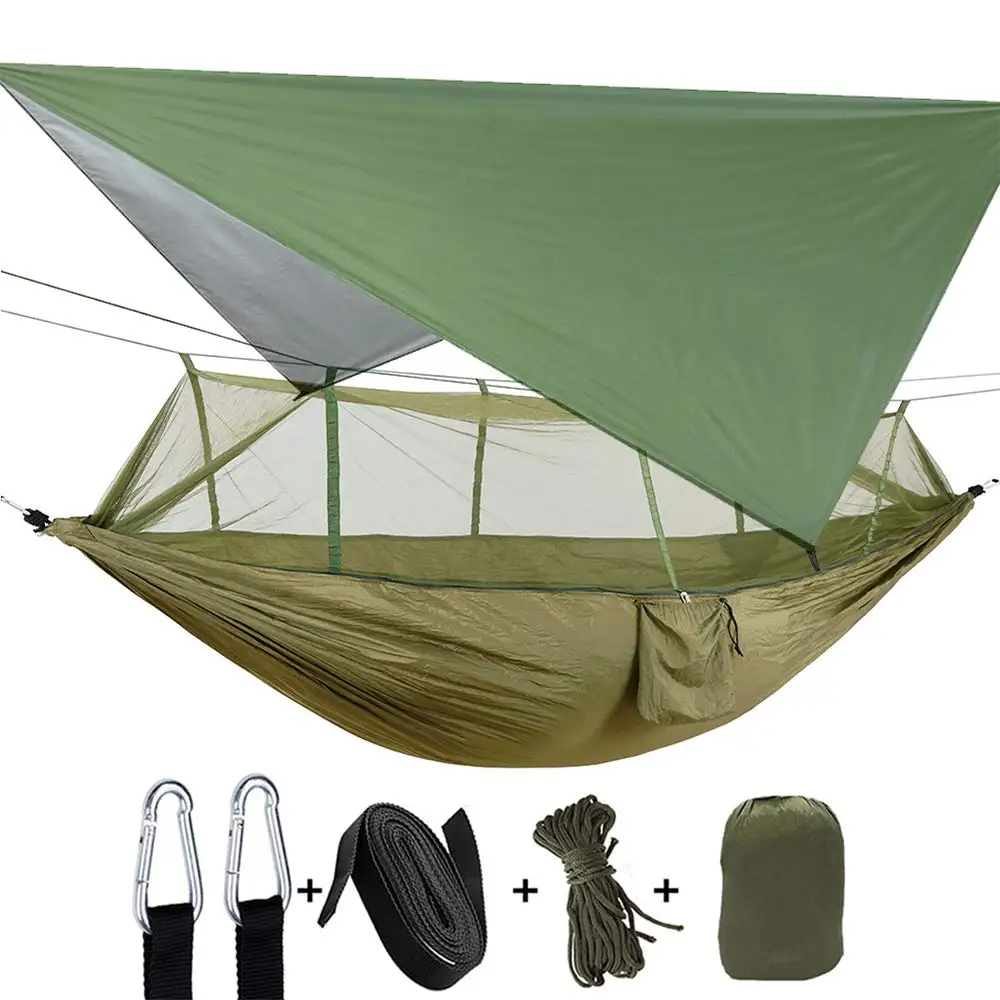 Aerial tent Outdoor Camping  2 Person Hammock with Mosquito Net and Sun Shelter Portable Parachute Swing Hammocks