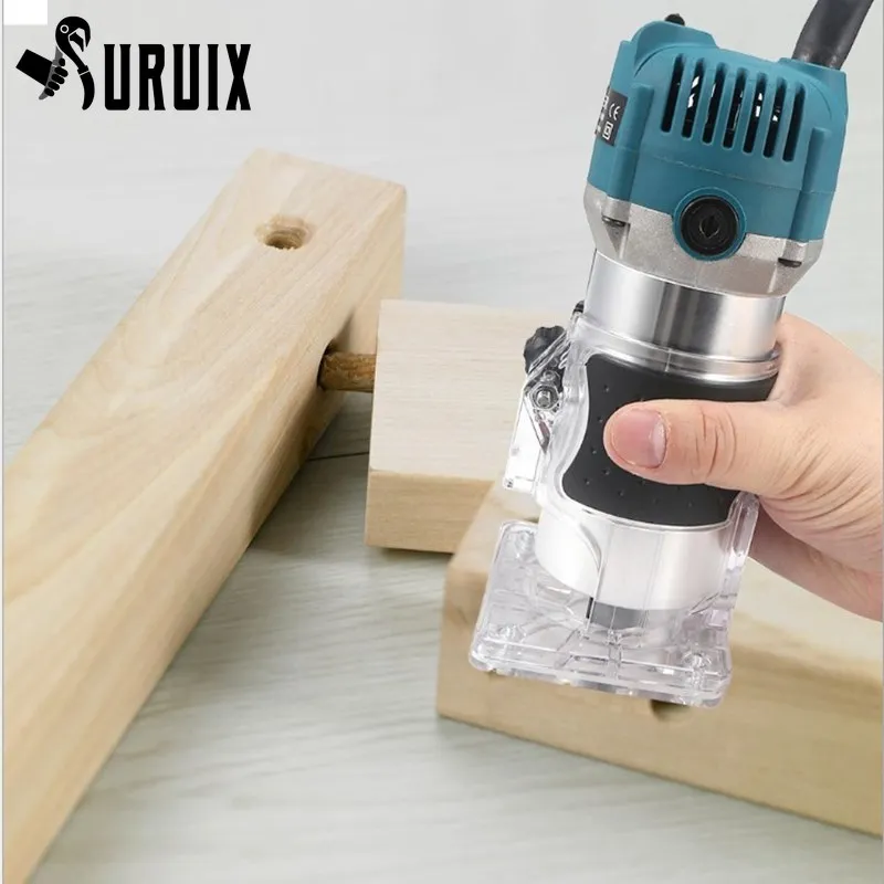 800W Blue Palm Router Electric Trimmer Chuck Power Tool Wood Milling Wood Slotting Machine Woodworking Carving Electromechanical