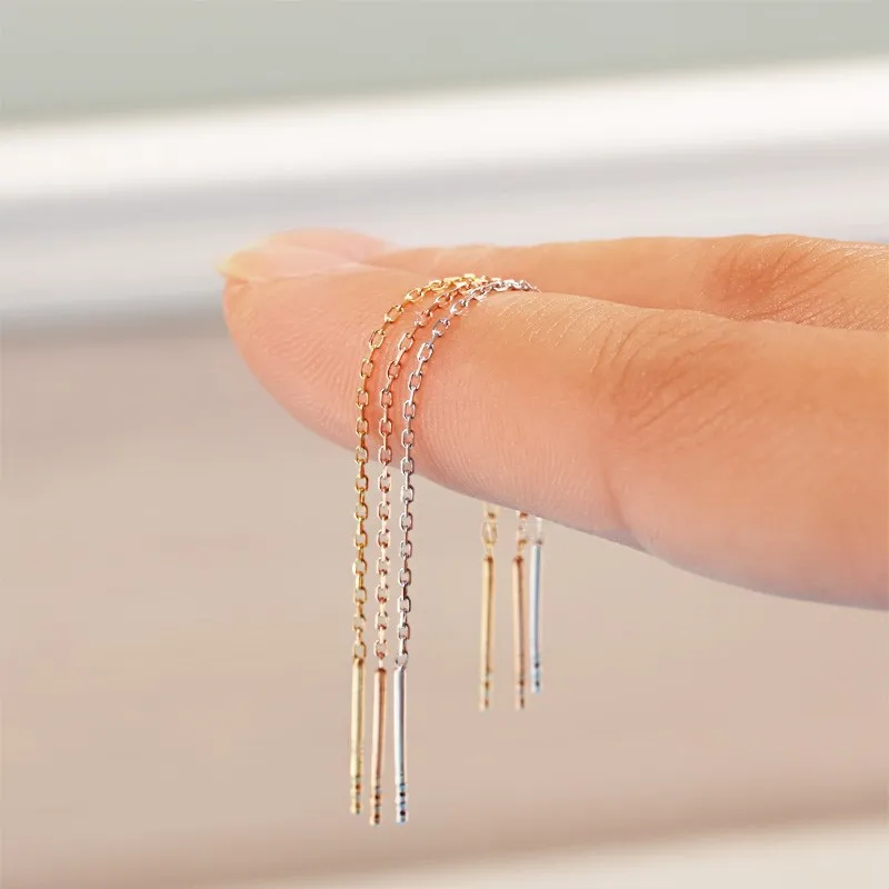 Stainless Steel Chain Tassel Threader Earrings for Women Girl