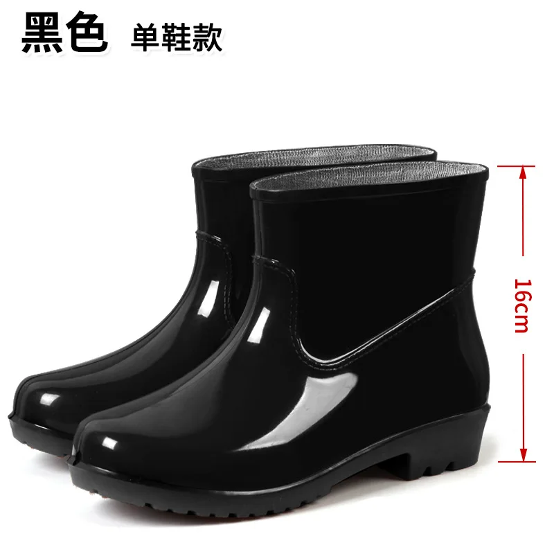 Ankle Rain Boots Women Rubber Shoes Men Bottine Femme Slip on Shoes Winter Plus Cotton Couple Rain Boots Waterproof Work Boots