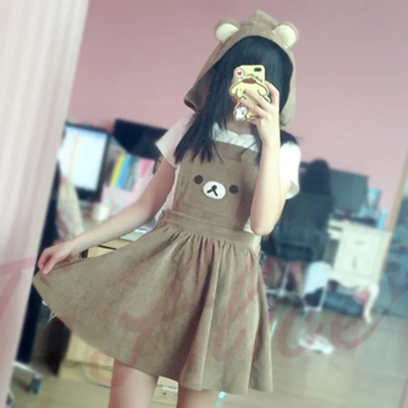 Imagem -02 - Vestido Geral Kawaii Rilakkuma Lolita para Mulheres Bordado Bonito do Urso Vestido de Baile Capuz Harajuku Japonês Mulheres Doces Macacão para Meninas Adolescentes