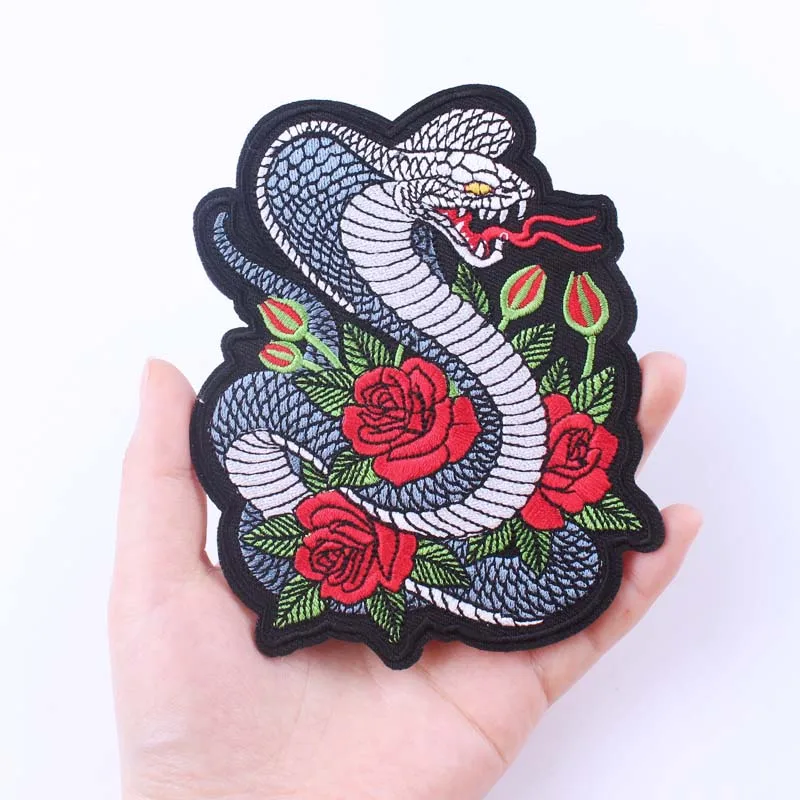 Pulaqi Eagle Patch Snake Baboon Punk Rock Patch Embroidered Iron On Patches For Clothing Punk Animals Stripe Sticker For Clothes