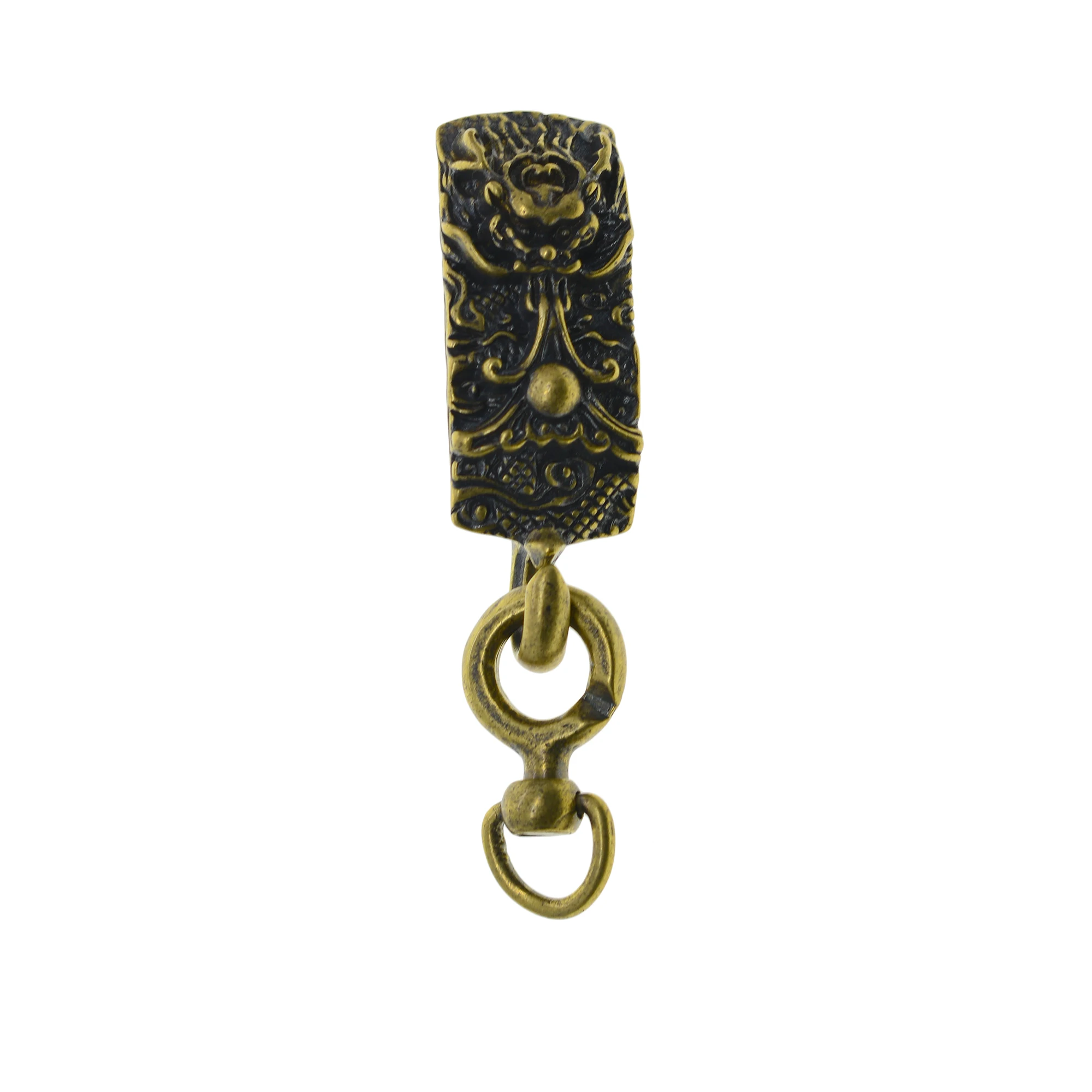 Tibet style retro brass dragon toggle Detachable Quick Release Belt ring clip on keyholder keychain EDC FOB Car key holder