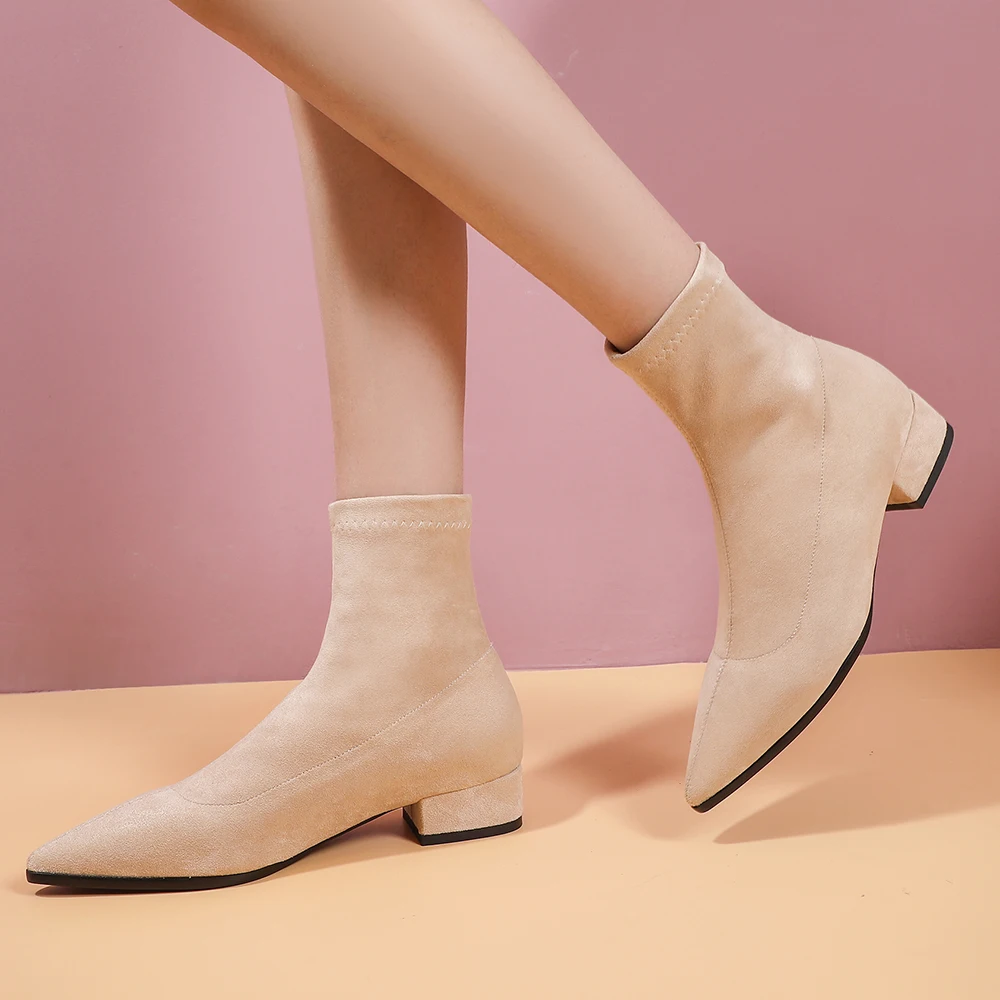 Delle Donne di modo Stivali Elastico Alla Caviglia Stivali Tacco di Spessore Tacchi Alti Scarpe Donna Calzini E Calzettoni Stivali 2020 Nuovo