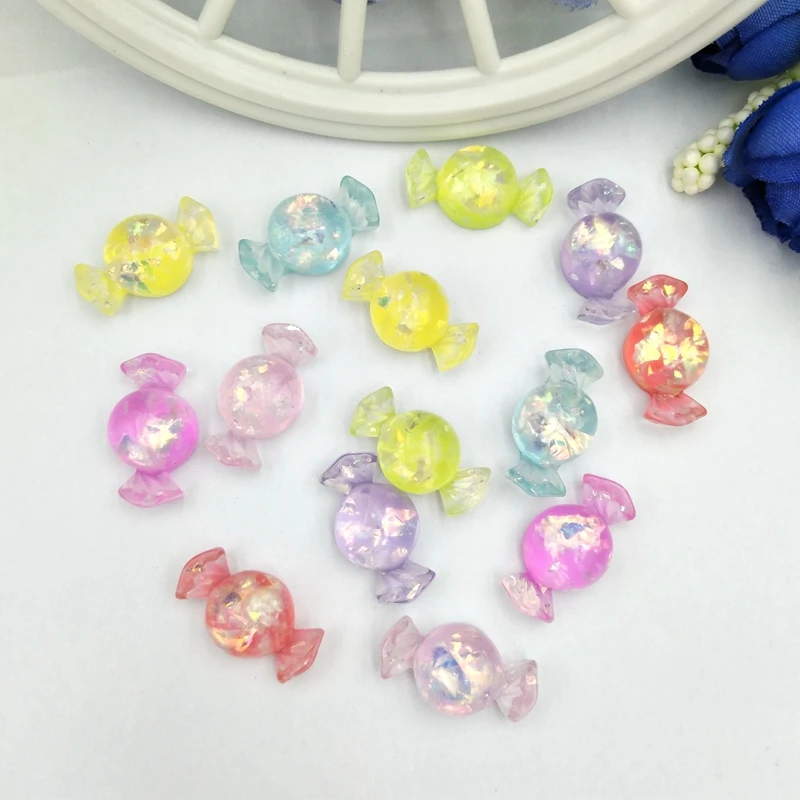 20pcs mixed cute resin candy gummy Glitter Kawaii Set for Crafts Making,Convex circular DIY, Phone Decoration mix