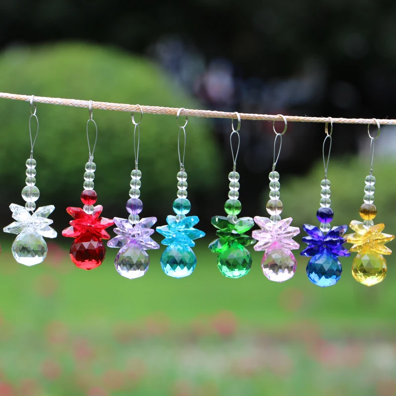 8PCS Chakra Crystal Sun Catchers Chandelier Crystals Ball Prism Pendant Rainbow Maker Hanging Decoration