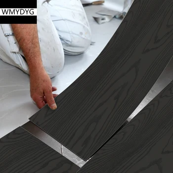 ذاتية اللصق خشب أسود ملصقات أرضية الحبوب بولي كلوريد الفينيل ورق جدران من الفينيل لفة مقاوم للماء تجديد المنزل ملصقات أرضية 20X300cm