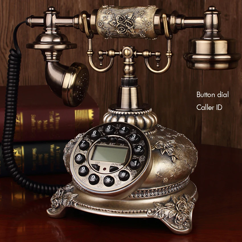 Rotary Dial Antique Telephone Old Fashioned Backlight Telephone Corded Landline Phone with Display FSK/DTMF, Hands-free for Home