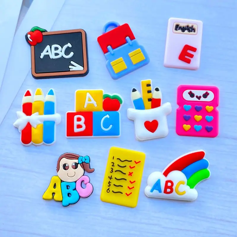 10/20pcs Cute Mini Cartoon Stationery Series PVC Flexible Glue Flat Back DIY Scrapbook Embellishment Phone Craft Decoration J83