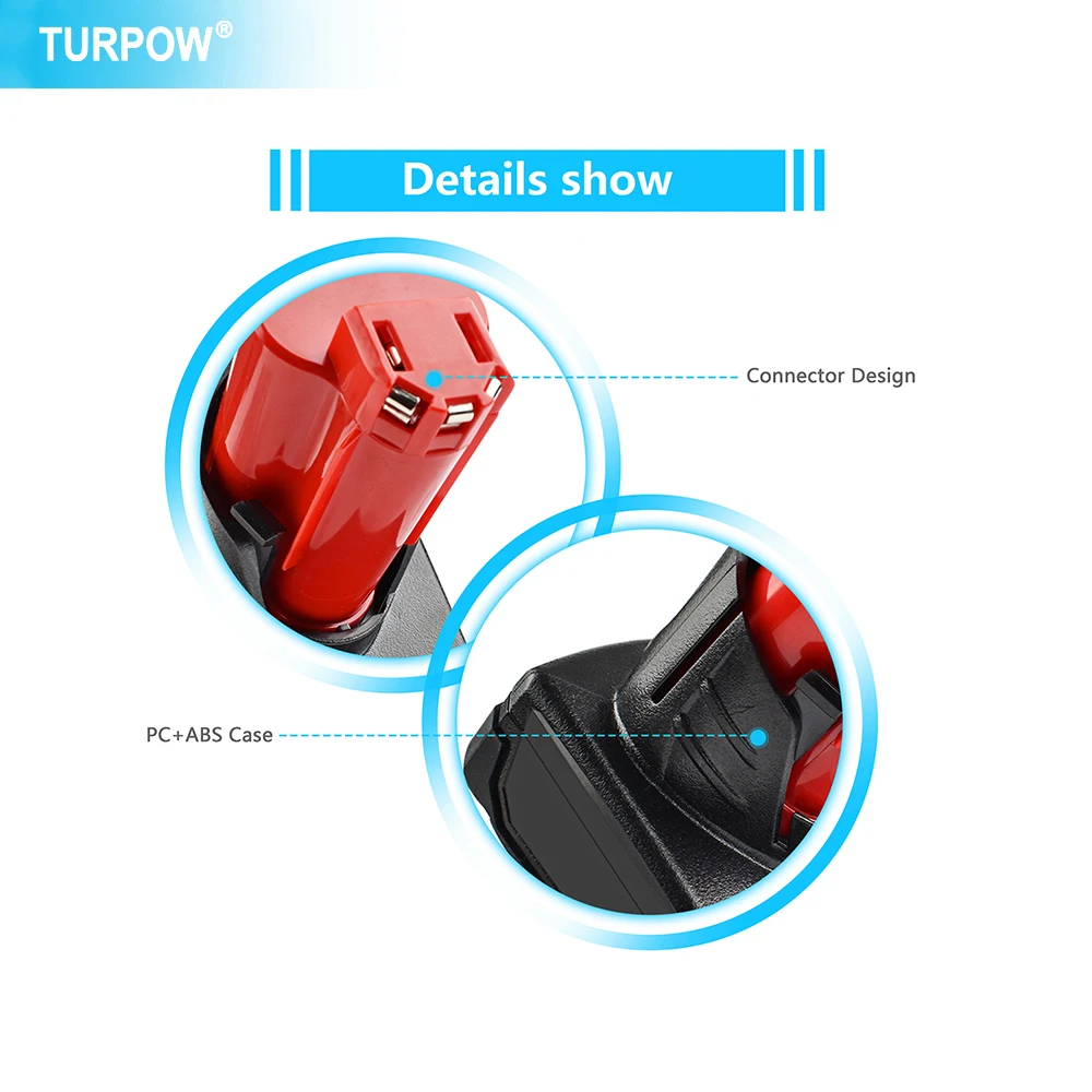 Turpow-リチウムイオンバッテリー12v,6000mah,milwaukee 12 xc用,コードレスツール48-11-2402 48-11-2411,48-11-2401