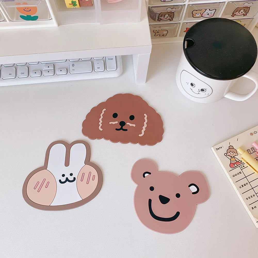 Cartoon 1 PC Silicone Dining Table Placemat Coaster Kitchen Accessories Mat Cup Bar Mug Cartoon Animal Drink Pads