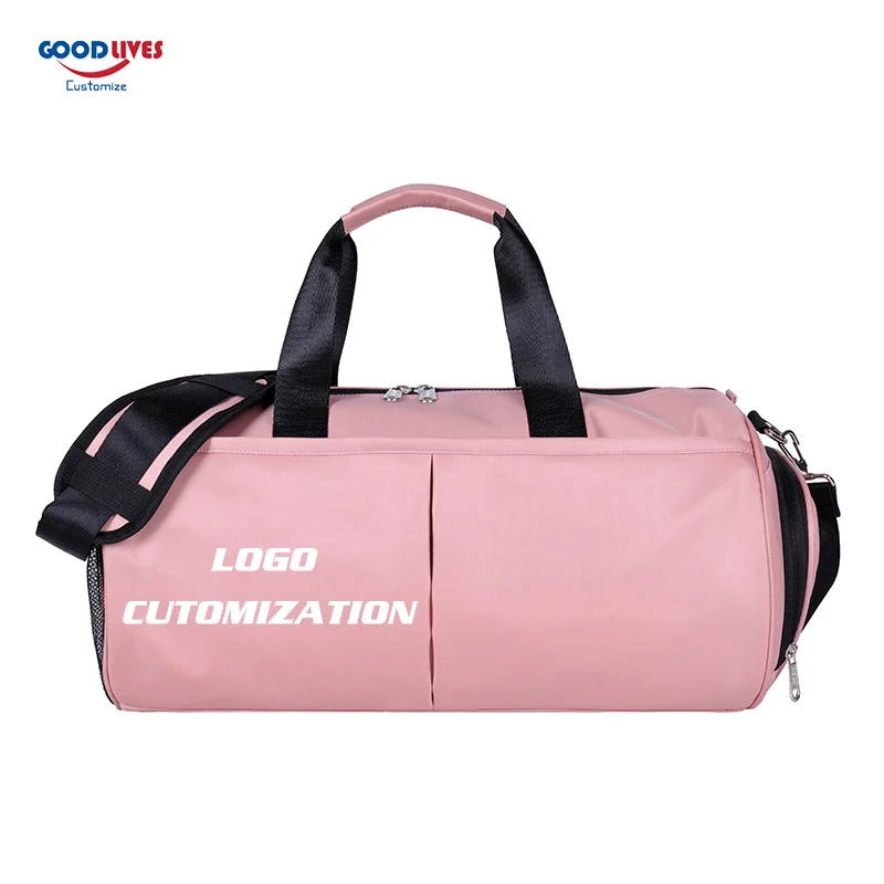 Multifunction Barrel Fitness Yoga Pink Duffle Bag Women Sports Gym Bags Oxford Duffel Travel Totes Pro Custom Logo