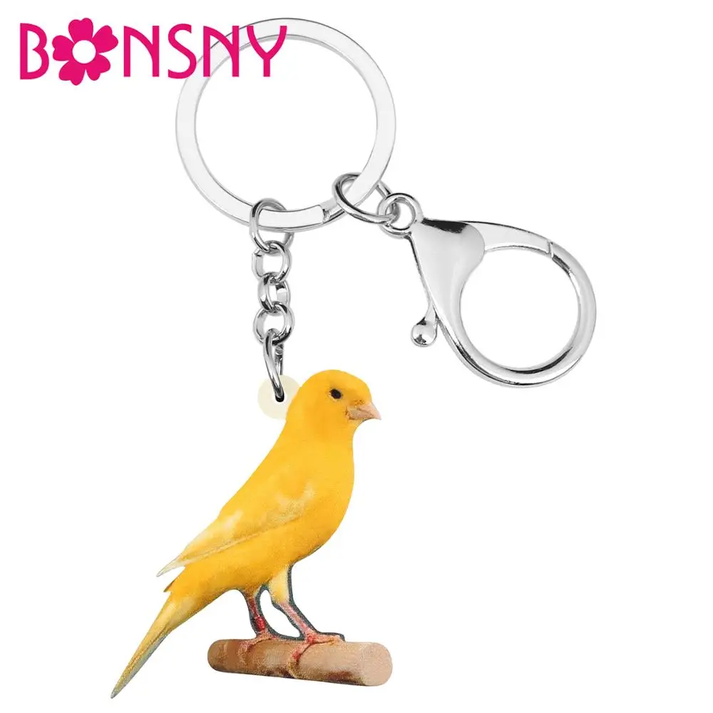 Bonsny Acrylic yellow Canary Key Chains Bird Key Rings Bag Car Purse Decorations Keychains  For Women Girls Teen Men Charms Gift