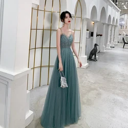 Female Banquet Dress 2019 New Style Noble Sexy Prom Party Dresses Spaghetti Strap Backless Beading Formal Dresses Haute Couture