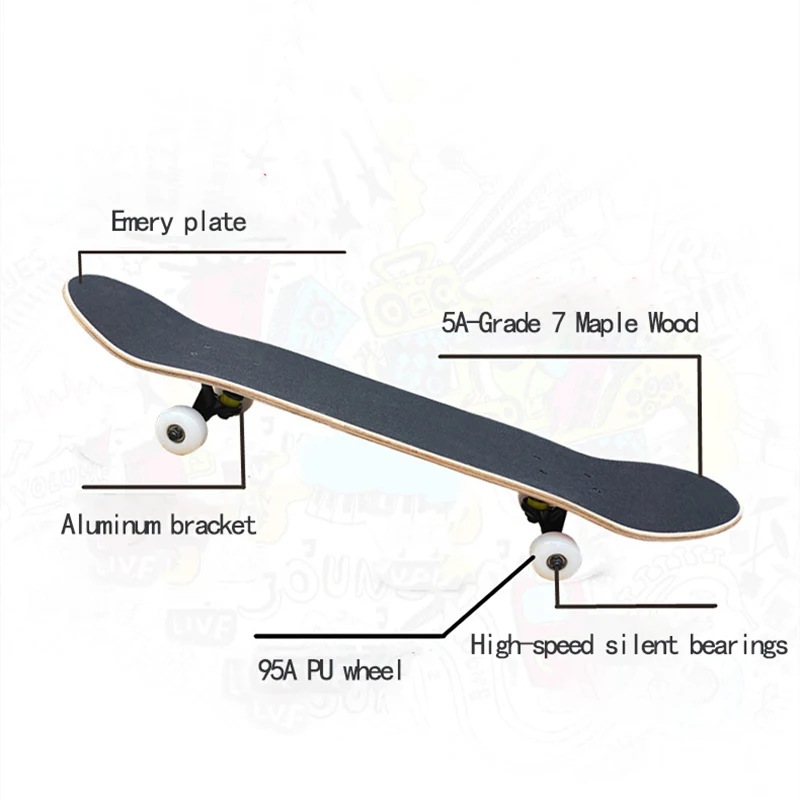 Stickers SkateBoard for Adults Double Rocker High Elasticity and Stability Skate Tool 6 Color Suitable All Crowds Fashion