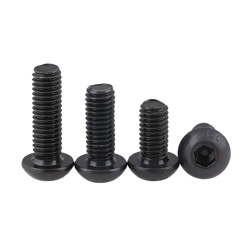 10/50pcs Hex Screw M2 M2.5 M3 M4 M5 M6 M8 M10 Stainless Steel Black Grade 10.9 ISO7380 A2-70 Hexagon Socket Round Head Screws