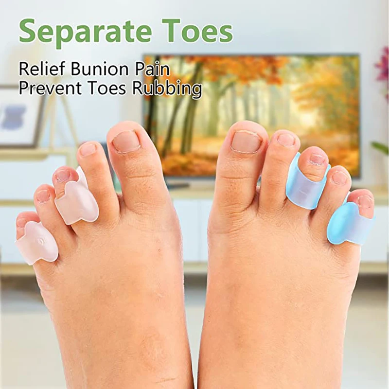 4pcs Silicone Finger Toe Separator Hammer Toe Correction Pad Hallux Valgus Orthopedic Bunion Guard Toe Spacer Foot Care Tool