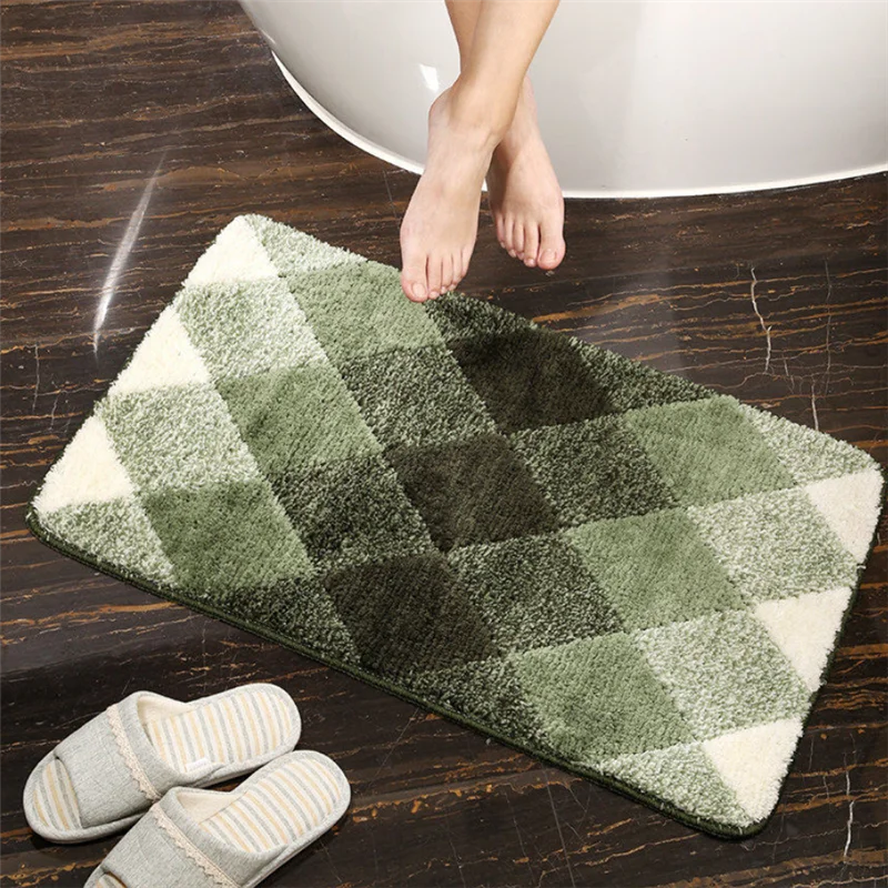Modern Minimalist Grid Pattern Colorful  Bathroom Carpet For Decor Bathroom Carpet In Room Bathroom Carpet For Toilet Anti-slip