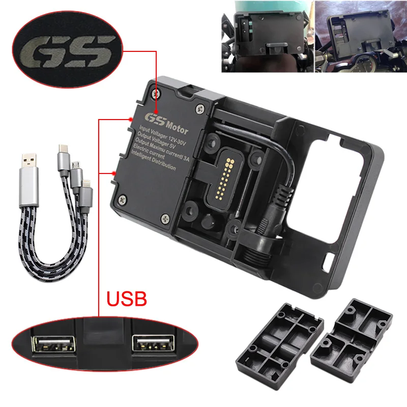 Mobile Phone USB Navigation Bracket Motorcycle USB Charging Mount for BMW R1200GS F800GS ADV R1200RS R1250GS CRF 1000L F850GS