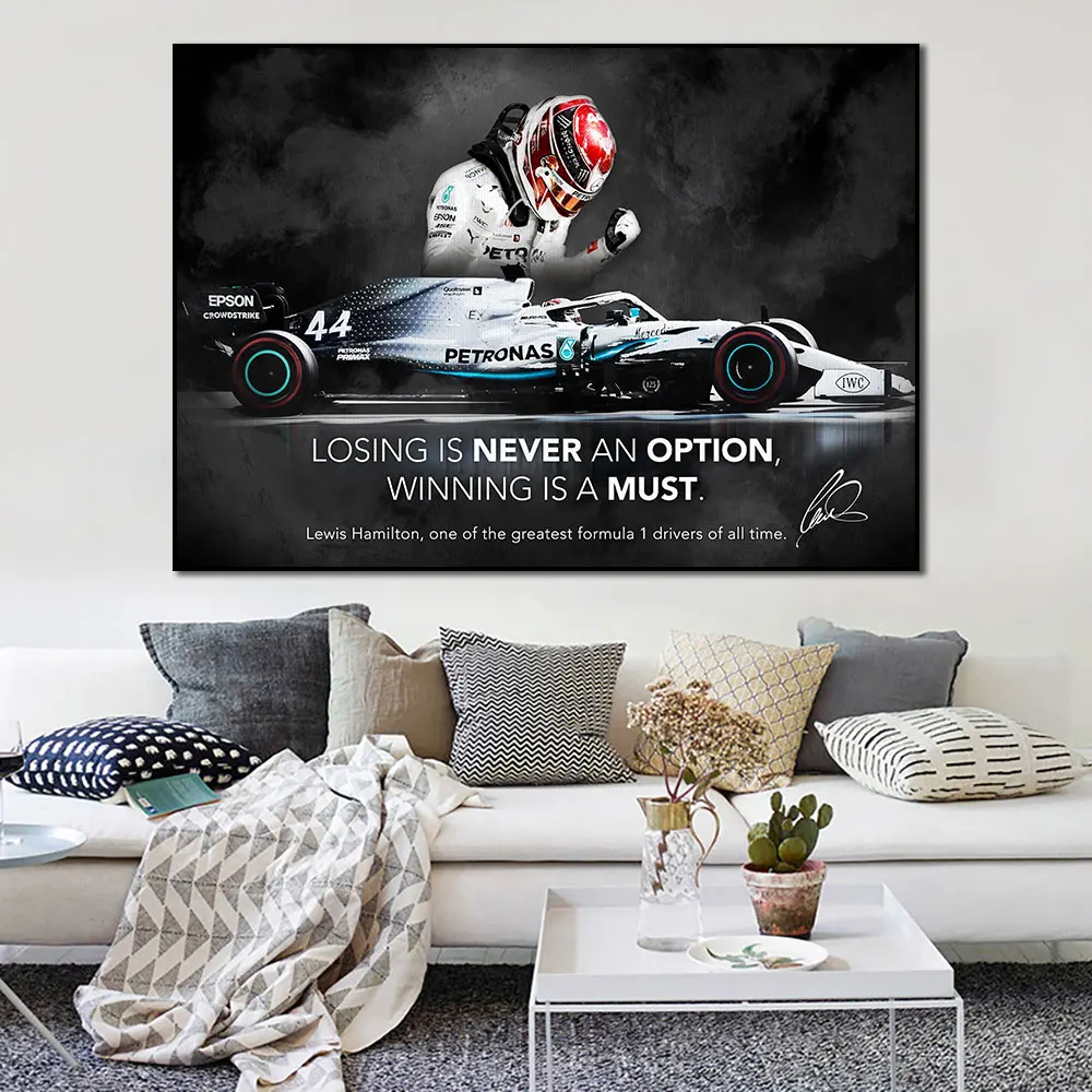 F1 Car Inspirational Quote Poster Canvas Printed Hamilton Motivational Picture Painting Wall Art Home Room Office Decoration