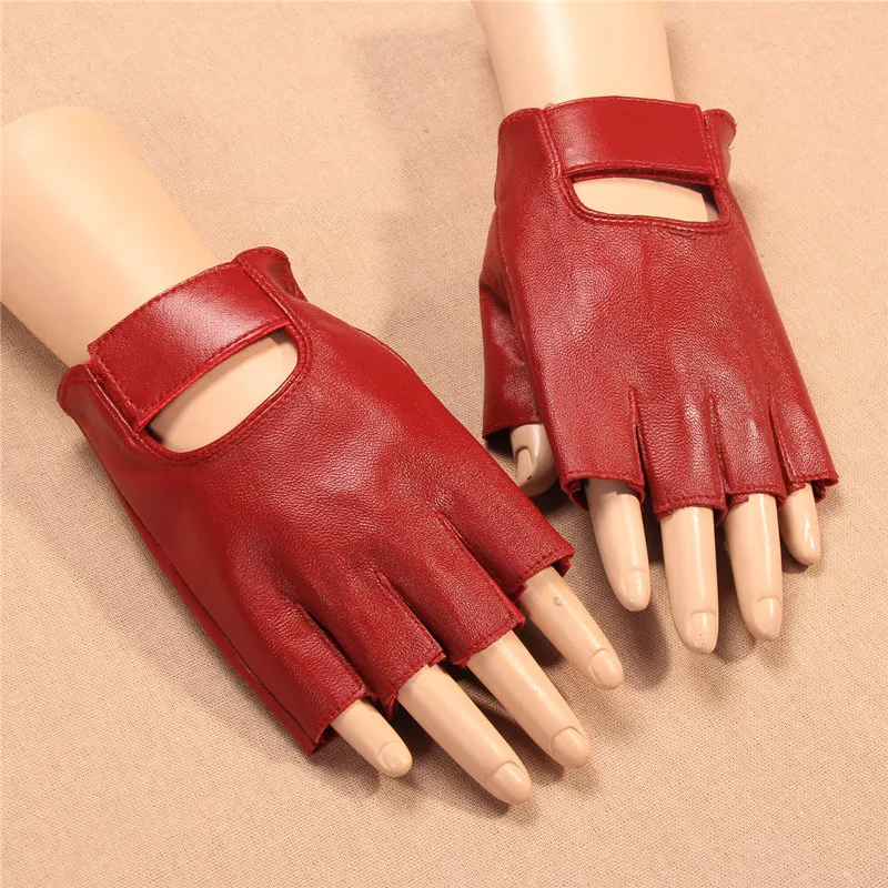 Ladies Real Leather Half Finger Gloves Spring Summer Sunscreen Driving Non-Slip Breathable Yoga Women Fingerless Gloves NS09-2