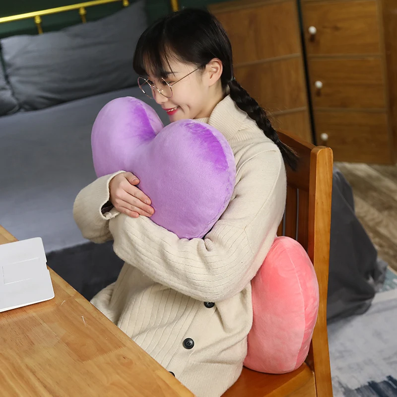 49/52 سنتيمتر محشوة القلب الوسائد مخملية زاهية الألوان ديكور وسادة الأحمر الوردي الأصفر الأرجواني ل أريكة سرير كرسي الظهر دعم هدية