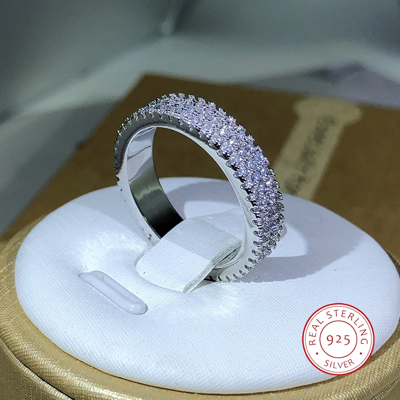 Eternity kobieta pierścień 925 srebro Micro Pave AAAAA cyrkon cz obrączka pierścionki dla kobiet biżuteria na przyjęcie ślubne prezent