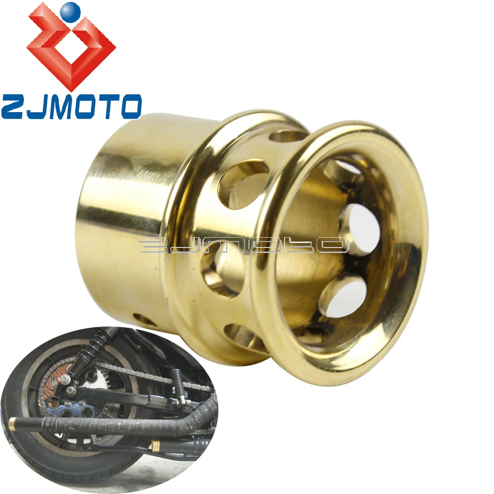 Old School Motorcycle Solid Brass Drilled Exhaust Tip  For Harley Cafe Racer Bobber Chopper 1-3/4