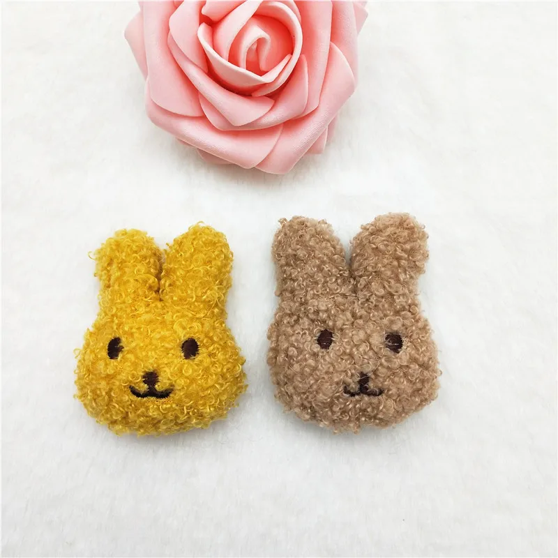 10Pcs/Lot 5*6CM Plush Cartoon Teddy Velvet Rabbit Appliques For Baby Headwear Clip Bow Accessories Decor Patches
