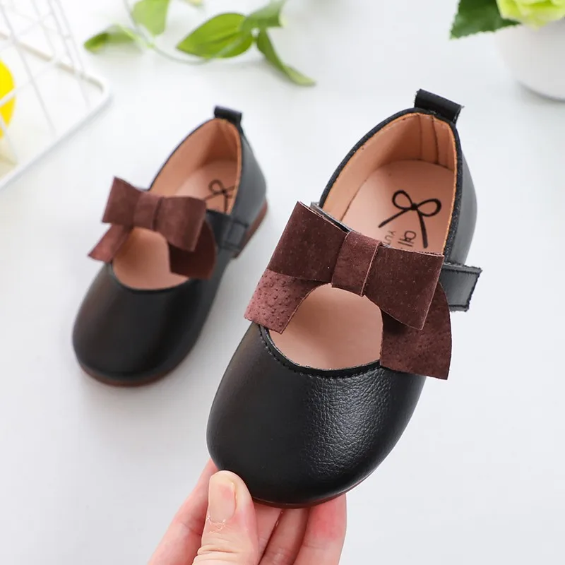 2021 mode Kleinkind Bogen Baby Kleid Pu Leder Schuhe Für Kinder Mädchen Partei Frühling Prinzessin Schuhe Für Kinder 1 2 3 4 5 6 jahre