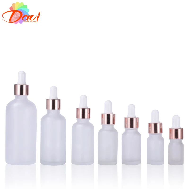 Rose-Golden  Refillable Dropper Bottle Frosted essential oil Glass Aromatherapy Liquid 5-100ml Drop for massage Pipette Bottles