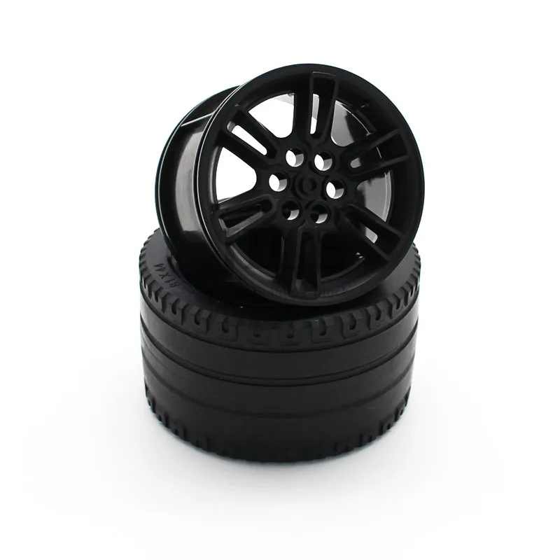 4set Technology Wheel 62.3 D.x42 Racing Large with Black Tire 81.6x44 ZR 23800 23799 Compatible 911 Building Blocks Bricks Car