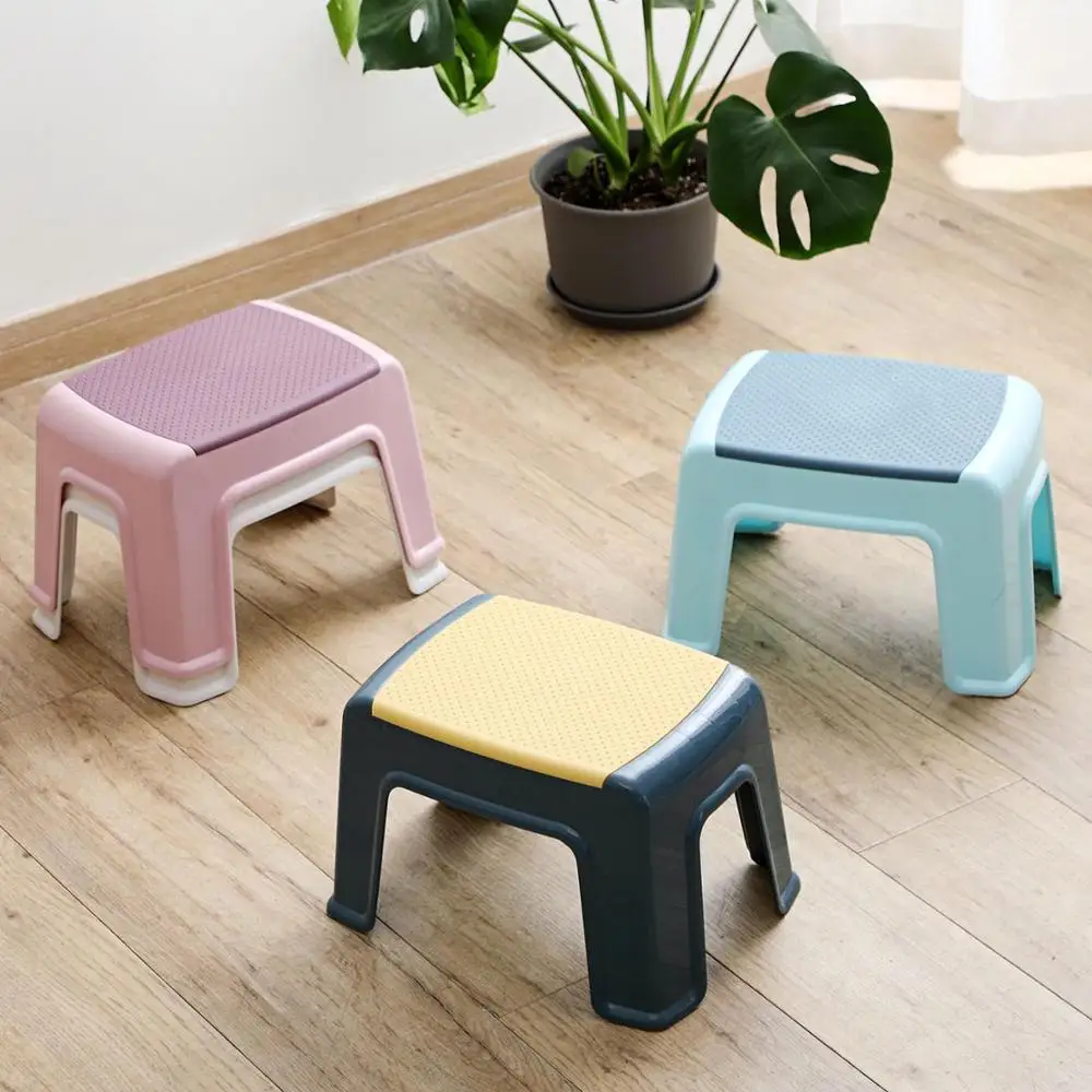 4 Legs Low Stool Baby Anti-slip Footstool Child Bathing Stool Household Plastic Adult Change Shoes Bench Kids Furniture