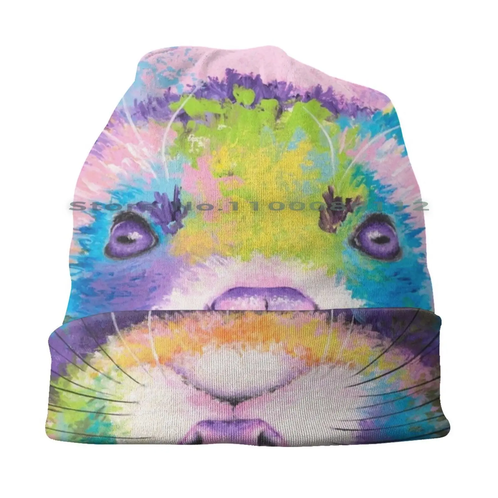 Ferret Beanies Knit Hat Ferret Face Woodland Animals Cute Animal Ferret Art Colorful Animal Ferret Lover Ferret Owner Cute