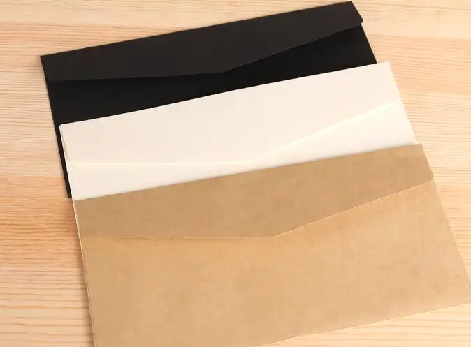 1000pcs 22*11cm kraft white black paper Envelope Message Card Letter Stationary Storage Paper Gift