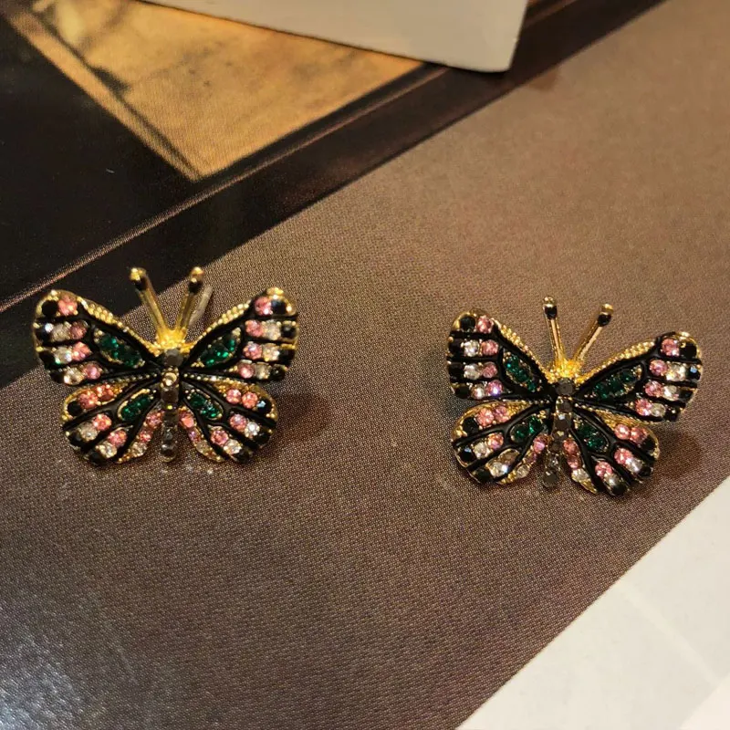 Fresh Wweet Butterfly Earrings Colorful Rhinestone Designer Luxury Jewelry Female Temperament Earring For Women