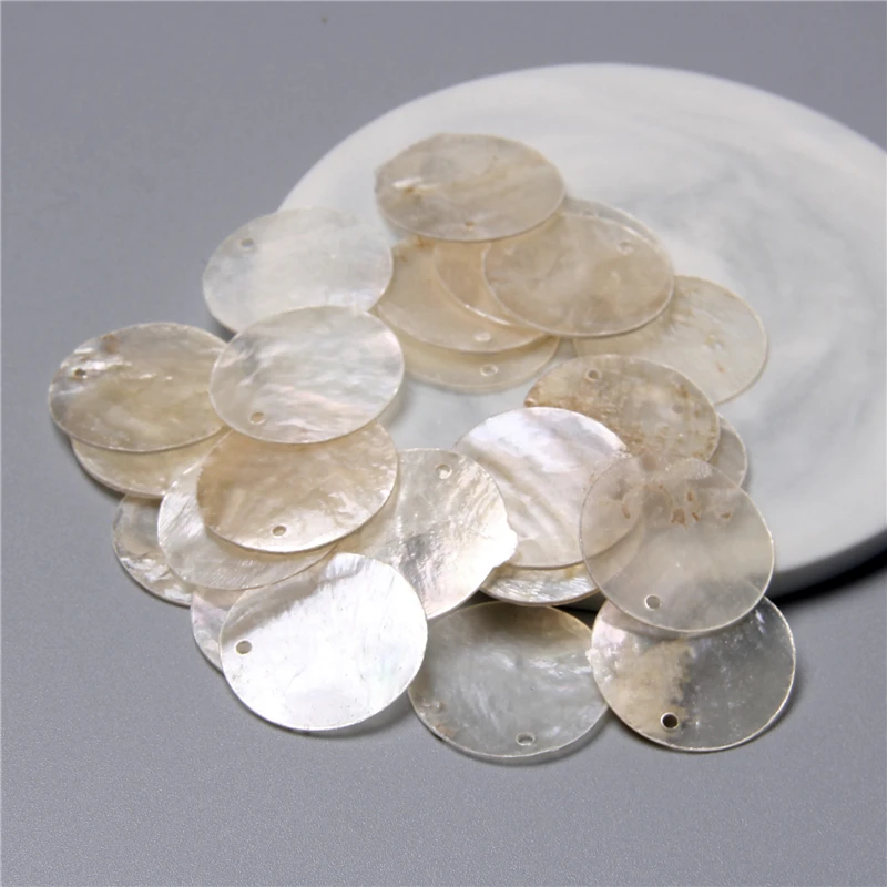 Natürliche transparente runde Muschelstücke für die Schmuckherstellung, Ohrringe, lose Bulk-Muschel-Charm-Perlen, Zubehör, handgefertigter Schmuck zum Selbermachen – Detail 5