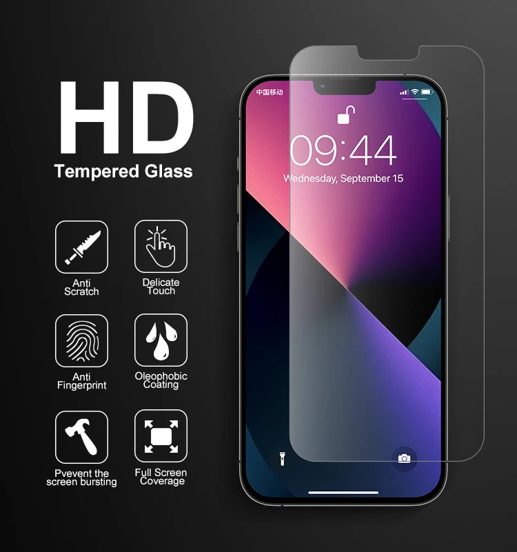 High Quality 3 Pack Clear Glass Screen Protector 9H Tempered Glass Film With Installation Frame For iPhone 13