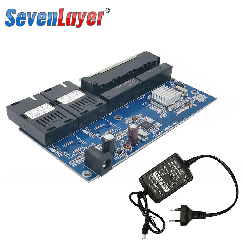 Nuovo 10/100/1000M switch 4 RJ45 UTP 2 SC Gigabit fibra ottica Media Converter 2SC 4 RJ45 2 f4e Ethernet PCBA board 6 pz