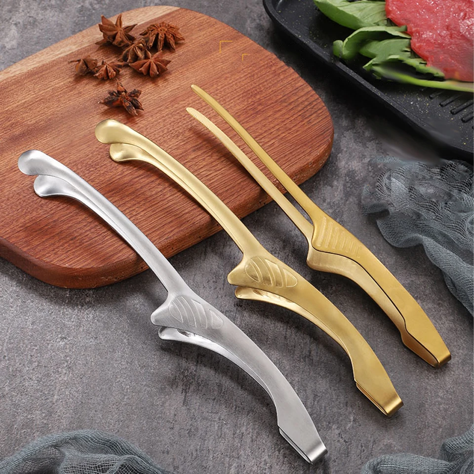 Japanese-style Stainless Steel Camping Barbecue Tongs Restaurant Fried Food Clamp Korean Slate BBQ Skewers Steak Tongs