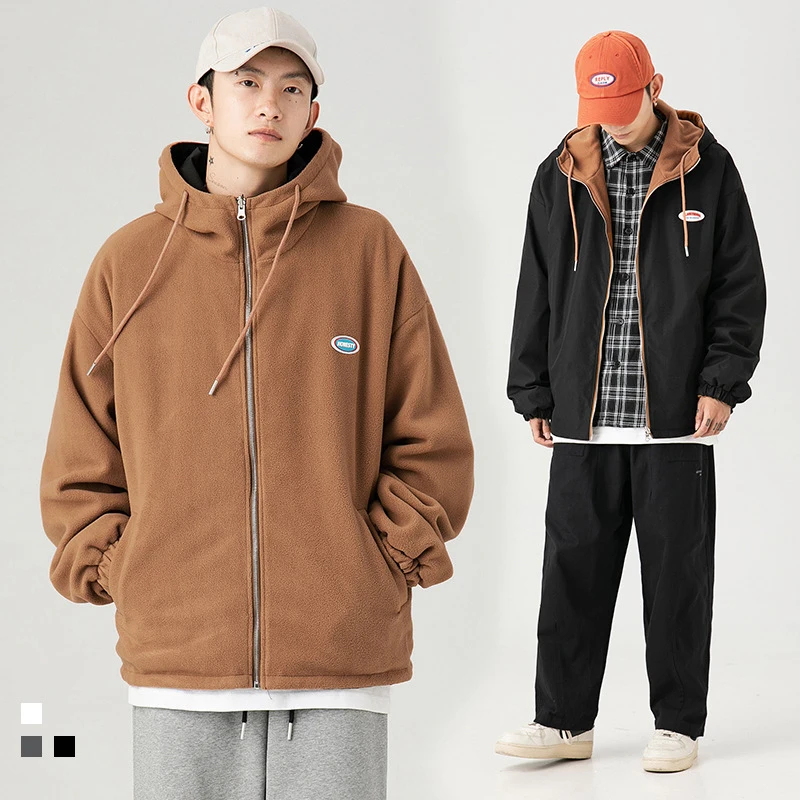 H3612 Creativity Can Be Worn On Both Sides Hooded Jackets Men And Women Autumn Winter Warm Harajuku Streetwear Couple Male Coats