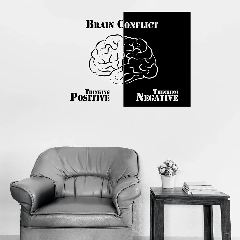 

Wall Decal Brain Conflict Image Thinking Positive Negative Creatives Vinyl Window Stickers Office Study Room Interior Decor Q915