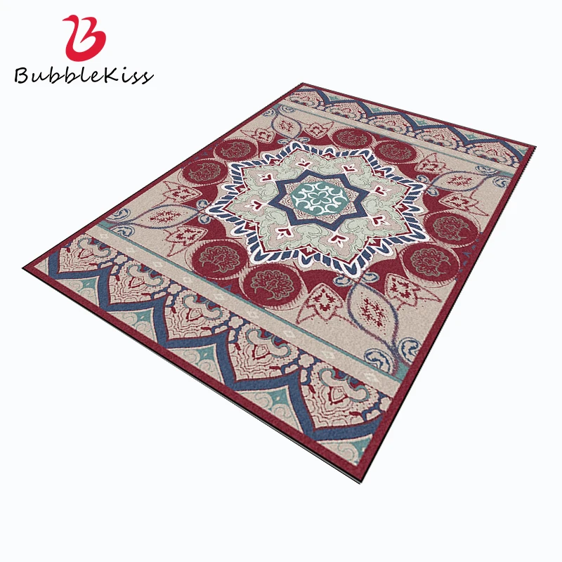 Bubble Kiss Carpet for Home Living Room Red Retro Style Flower Pattern Bedroom Decor Rug Customized Thickened Door Mat Carpet