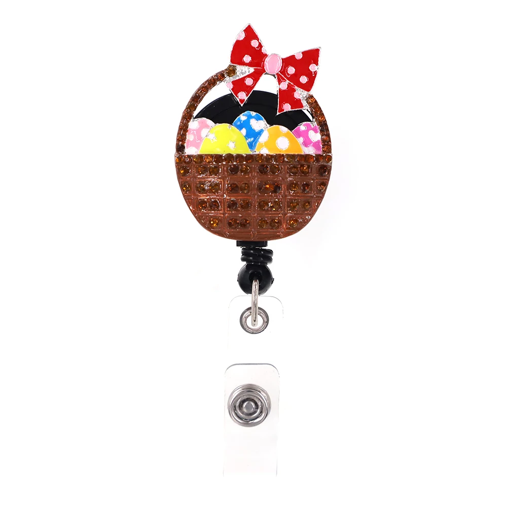 Free shipping Rhinestone ID Retractable  badge with clip  holder