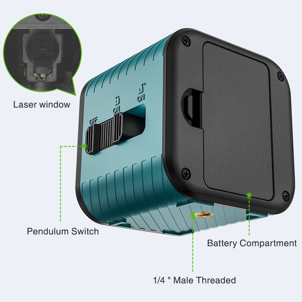 Decteam 2 Lines Osram Laser Level Tools Green Beam Self-Leveling Manual Mode with Cross Vertical & Horizontal Line DIY C011G