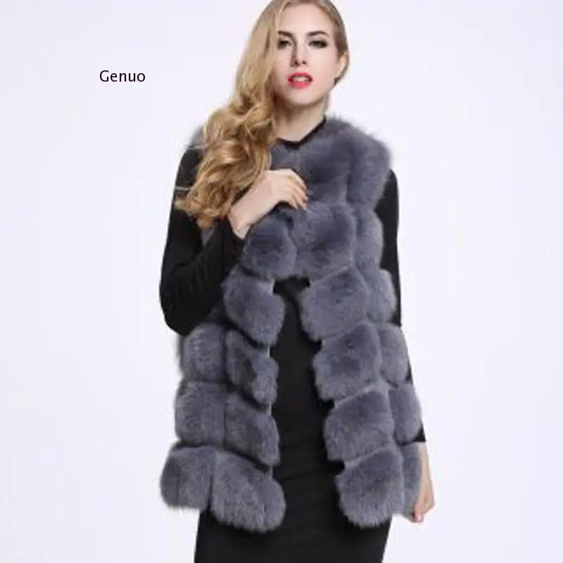 Fur Coat Women Sleeveless Vest Black Red Grey Green Pink Blue Fur Jackets Winter Outerwear Women Clothing 3Xl 4Xl